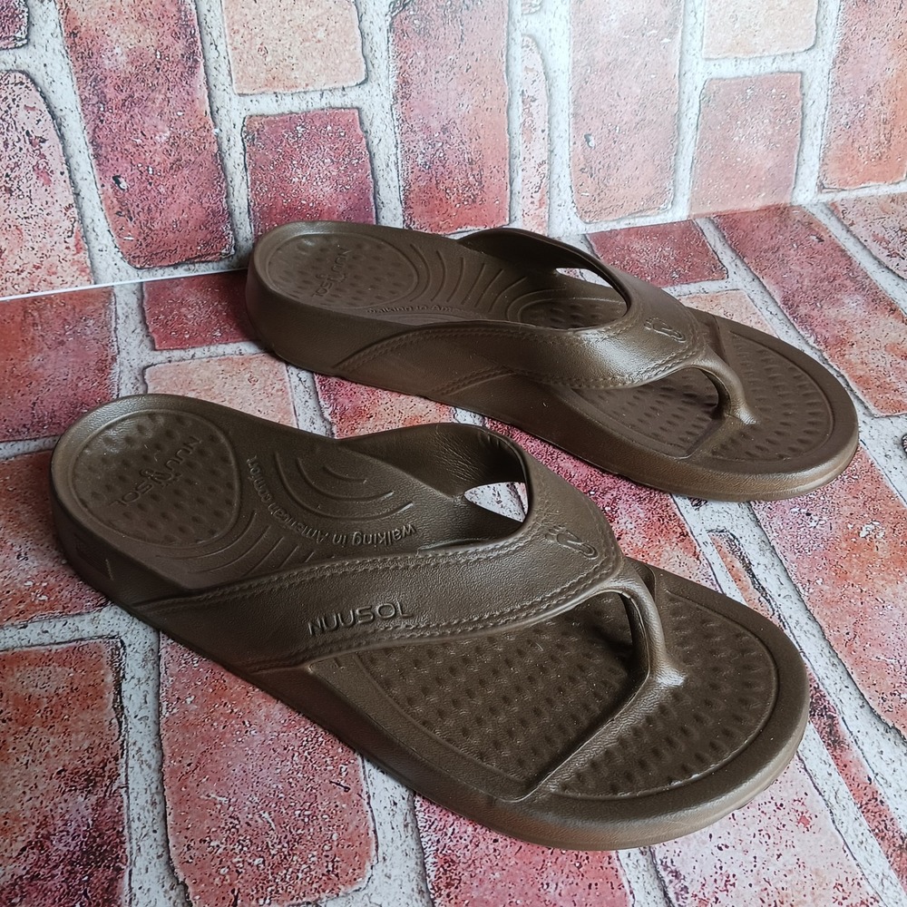 NuuSol Cascade Flip Flops Mens 8 Womens 9 Brown Comfort Thong Sandals